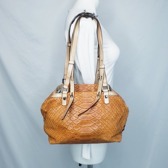 Francesco Biasia Python Hobo Shoulder Bag Rare Snakeskin Leather - Picture 1 of 16